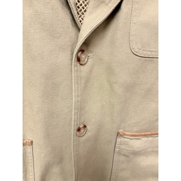 ORVIS Lord Calvert Mens Tan Cotton Chore Coat Fishing Jacket Size L Patches - Picture 8 of 16